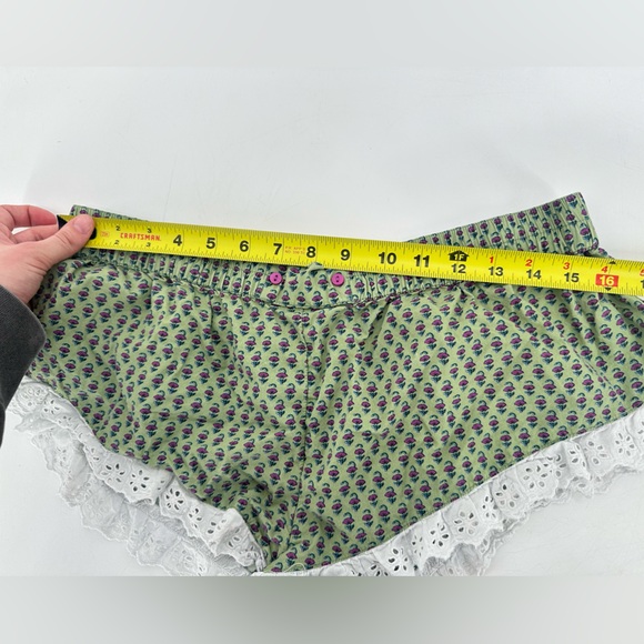 Anthropologie Eyelet Micro Pajama Shorts in Green Motif 100% Cotton - Picture 7 of 7